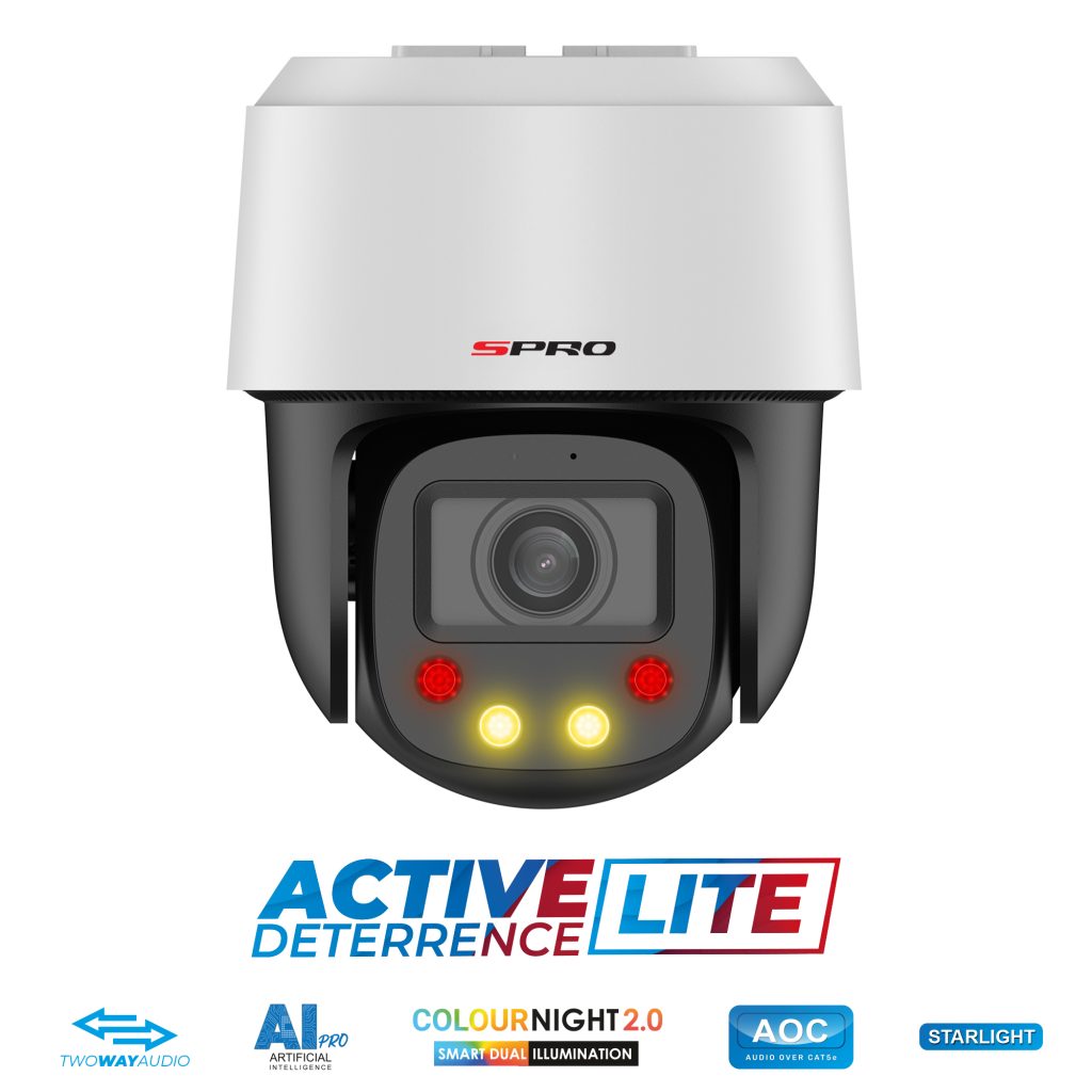 SPRO 4MP Indoor Mini IP PTZ Active Deterrence LITE with COLOUR NIGHT 2.0, Built-In Microphone, Speaker & Siren