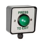 RGL Surface Weather Proof Stainless Steel 'Press To Exit' with Large Green Button and Collar (WP-EBGBWC02/PTE)