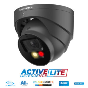 SPRO 4MP IP Turret Active Deterrence LITE with COLOUR NIGHT 2.0, Built-In Microphone and Speaker